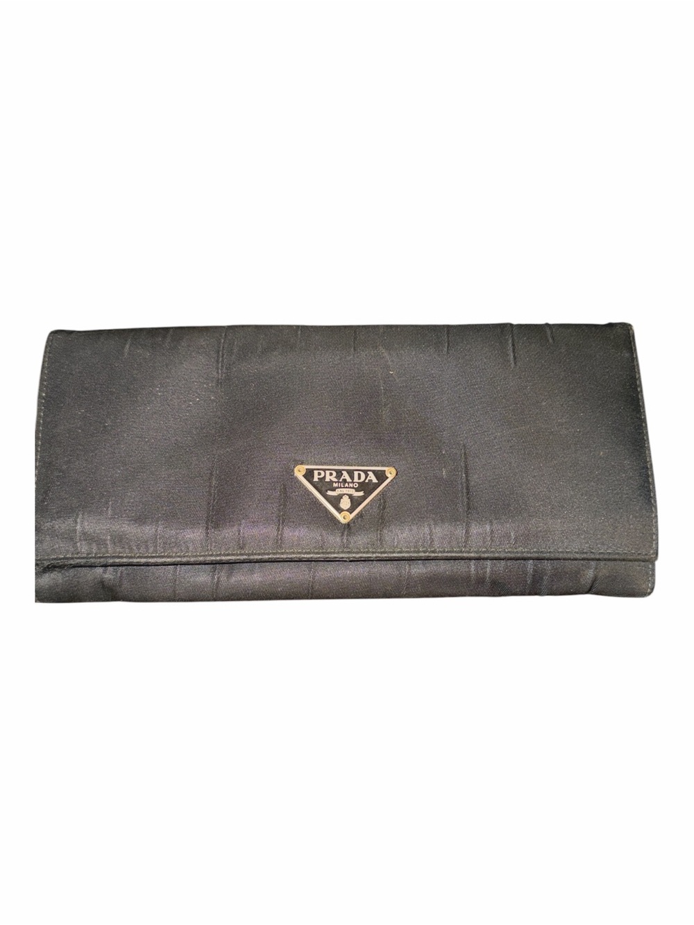 Authentic Vintage Prada Tessuto Nylon Long Wallet Triangle Logo Black